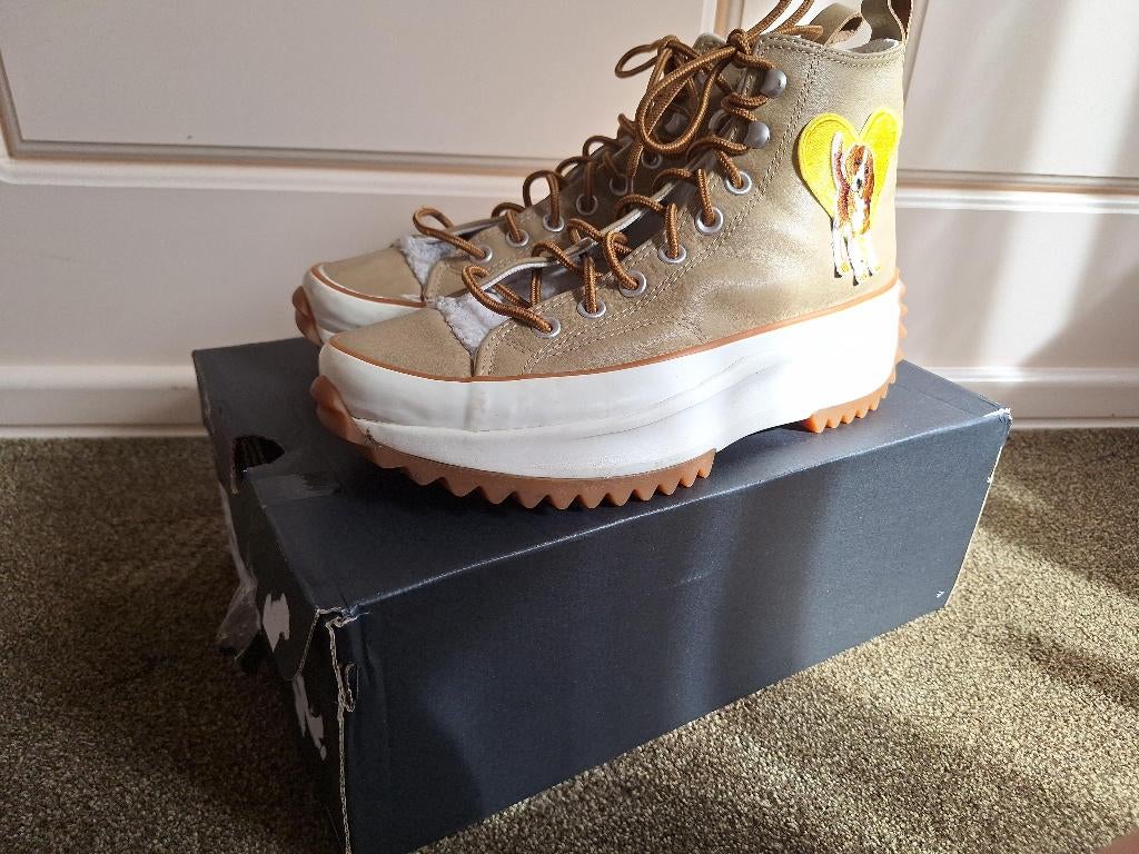 Chuck Taylor leer look custom gympen Converse 42.5, Bruin, Verzenden, Converse, Sneakers of Gympen