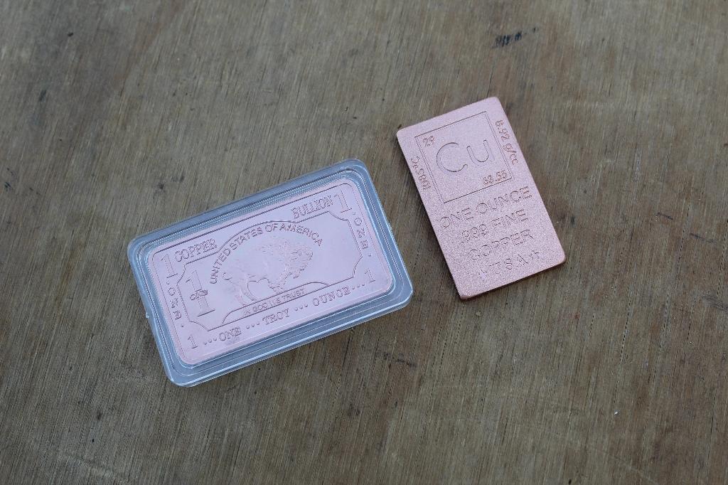 <  Koper Baartjes Van 1 Troy Ounce 2 Verschillende USA >, Ophalen of Verzenden, Koper