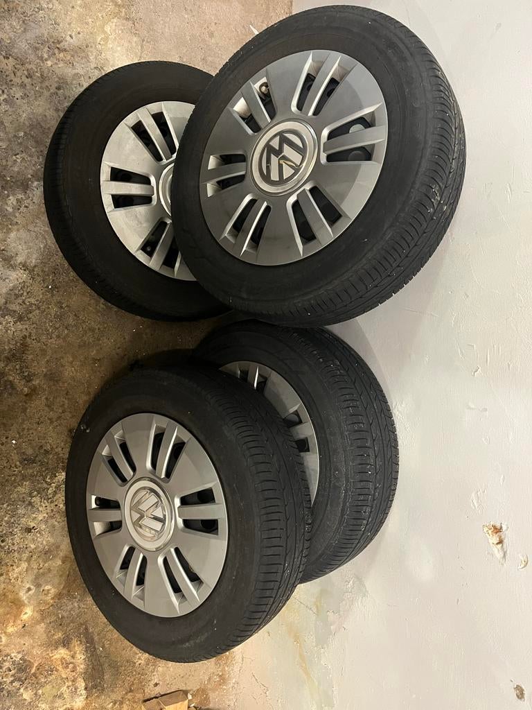 Wieldoppen incl band Volkswagen UP 14 Inch - Set van 4, Ophalen, Gebruikt