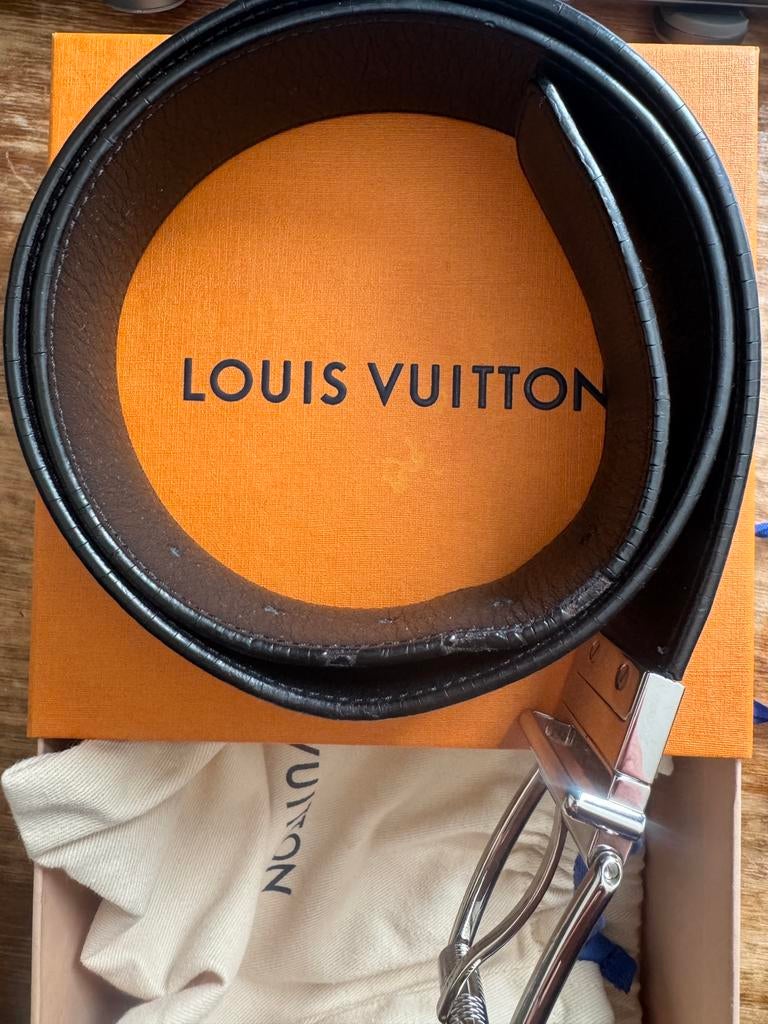 Louis Vuitton Riem - Damier Graphite -  100cm, Riem of Ceintuur, Gedragen, Echt leder, Zwart