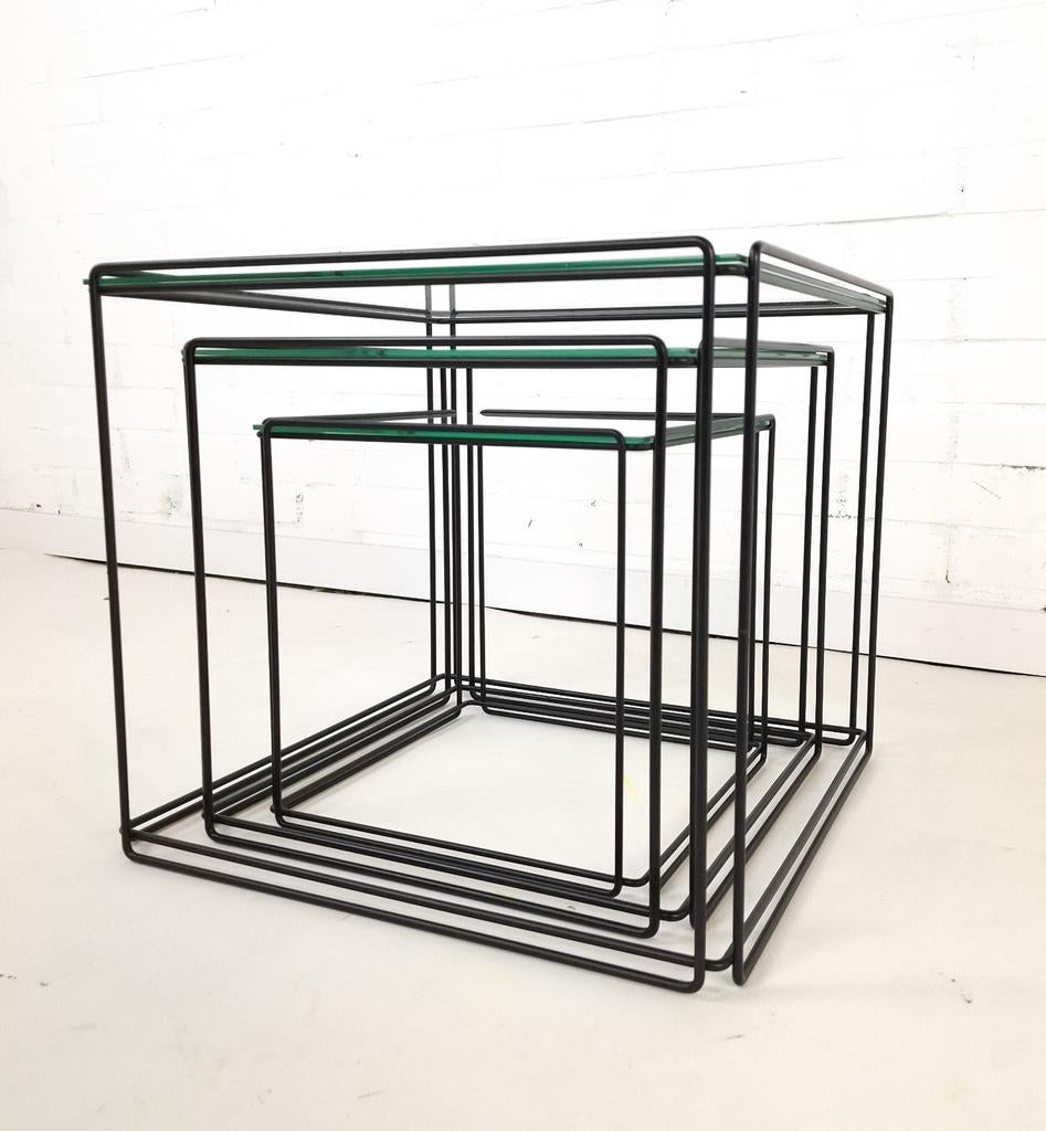 Vintage mimiset Isocele Max Sauze jaren 70 zwart met glas, Huis en Inrichting, Ophalen, Minder dan 45 cm, Minder dan 55 cm, Gebruikt