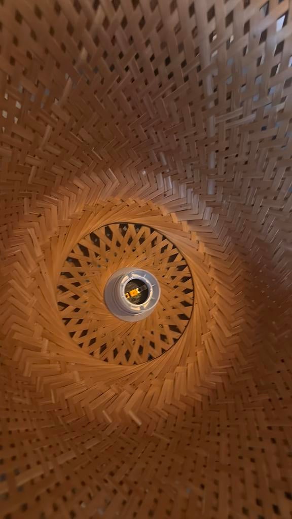 Ikea rotan gevlochtend plafondlampen 2x, Ophalen of Verzenden, Gebruikt