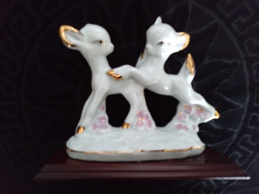 Hertjes beeldje, keramiek, porselein, goldplated, kitch, Antiek en Kunst, Ophalen