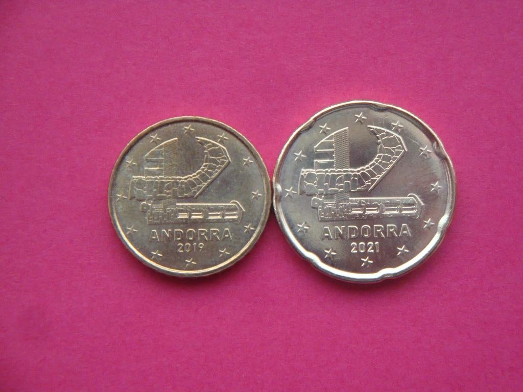 Lot Andorra setje munten 10 en 20 Eurocenten UNC 2019 / 2021, Postzegels en Munten, Munten | Europa | Euromunten, Verzenden, Overige landen