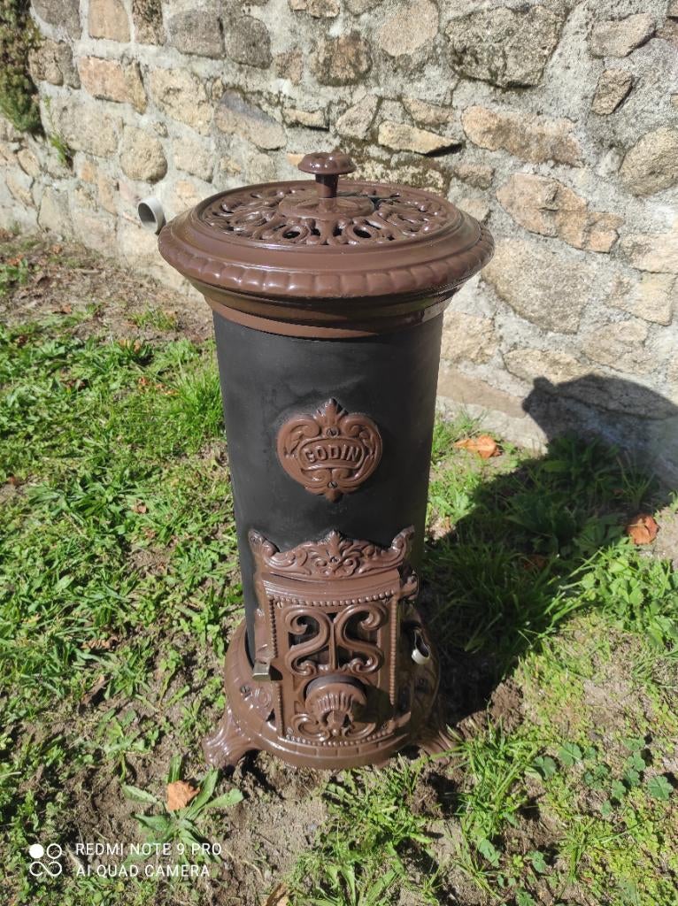 Prachtige gietijzeren Godin Art-deco houtkachel, Ophalen, Gebruikt, Houtkachel, Vrijstaand