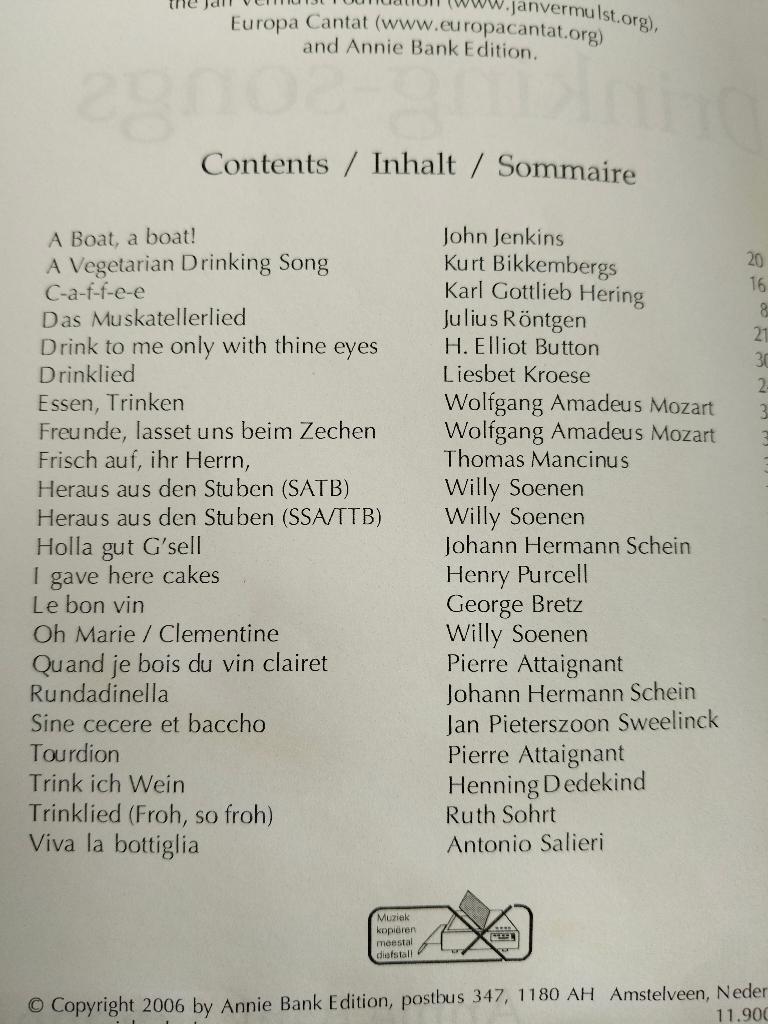 muziekbladen van Drinking Songs, Muziek en Instrumenten, Bladmuziek, Gebruikt, Overige soorten, Ophalen of Verzenden, Koor