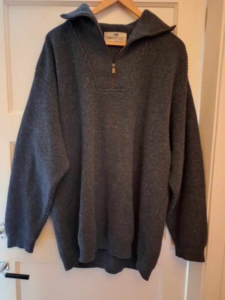 Mooie, zware heren trui, rits, donker blauw-grijs, 3XL à 4XL, Kleding | Heren, Truien en Vesten, Gedragen, Maat 52/54 (L), Grijs