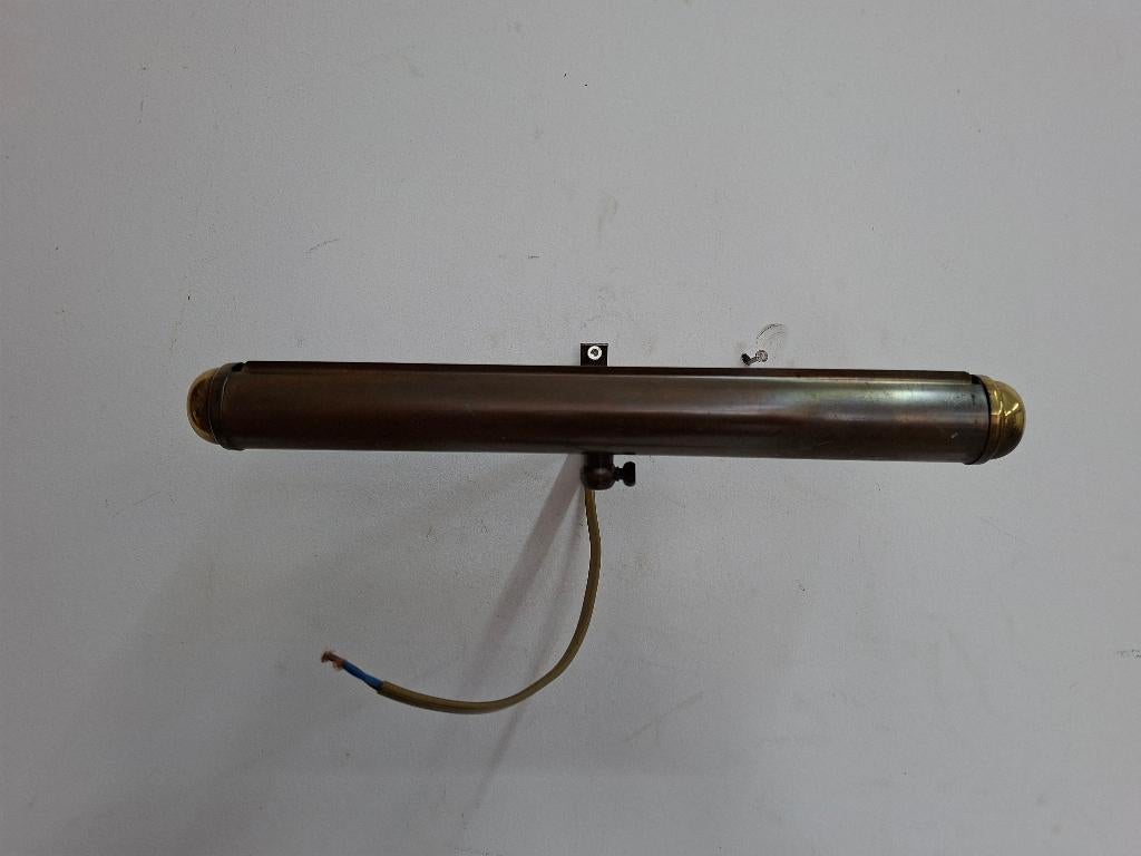 antiek koperen met messing wand schilderijlamp, Ophalen of Verzenden