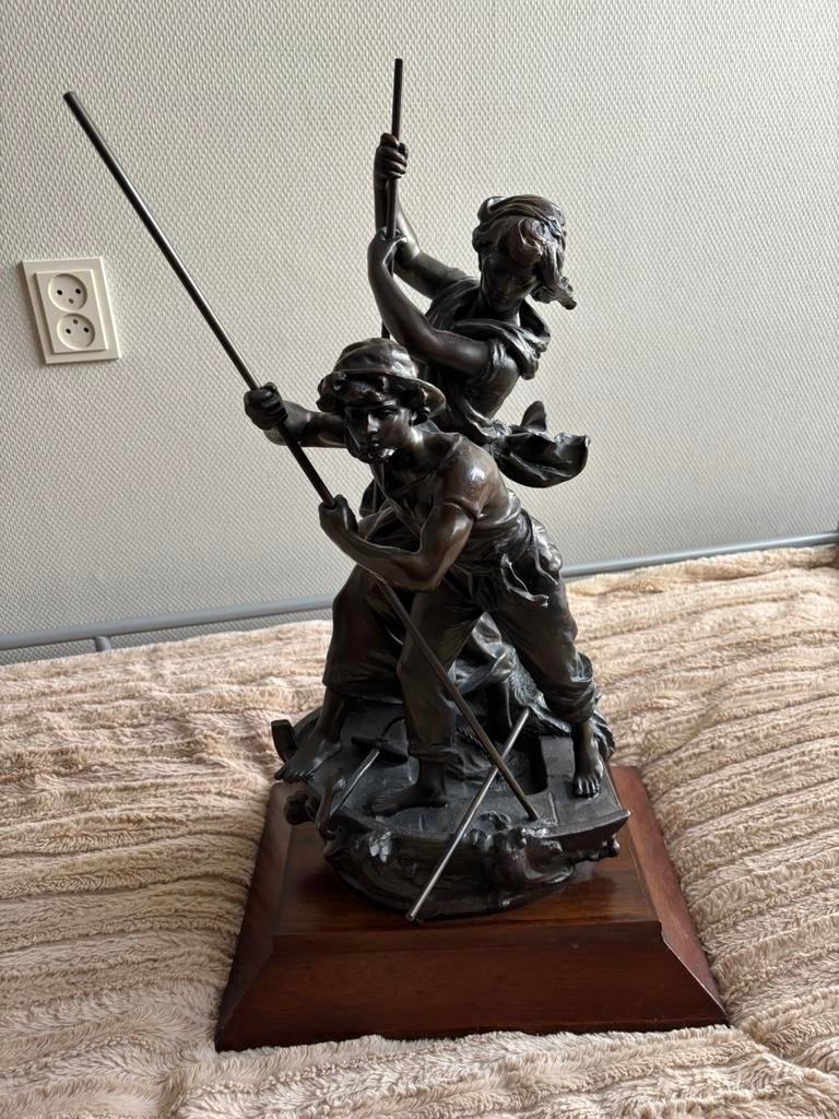 Te koop bronzen beeld “Vissers”, Ophalen of Verzenden, Brons