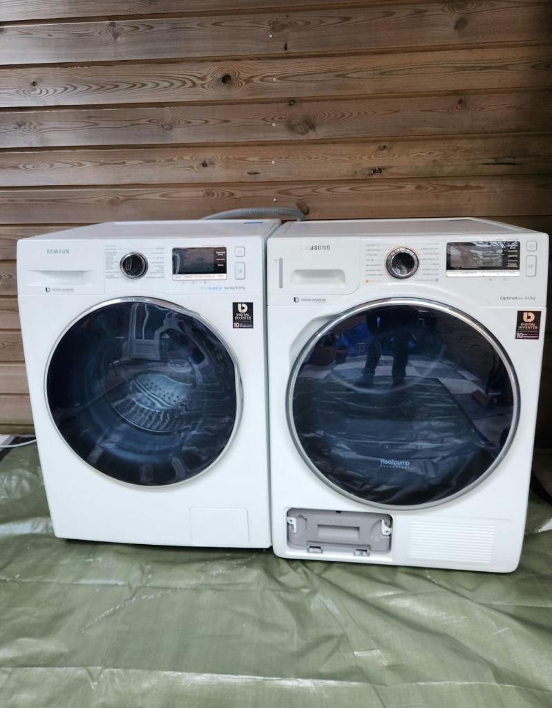 Samsung droger + wasmachine ecobubble, 6 tot 8 kg, Ophalen of Verzenden, Zo goed als nieuw, 90 tot 95 cm