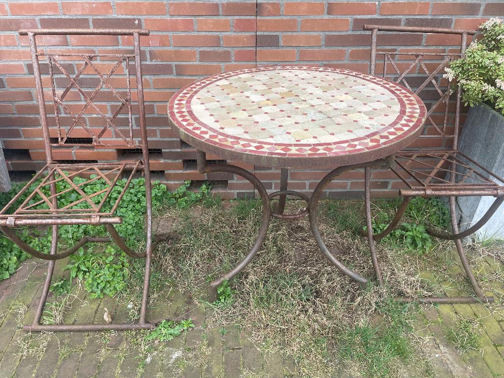 Tuin- / terrastafel met 4 stoelen, Ophalen, Gebruikt, Tuinset, Eettafel