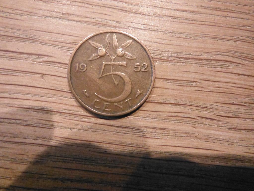 5 cent 1952 koningin Juliana, Postzegels en Munten, Munten | Nederland, Verzenden, Koningin Juliana, 5 cent, Losse munt