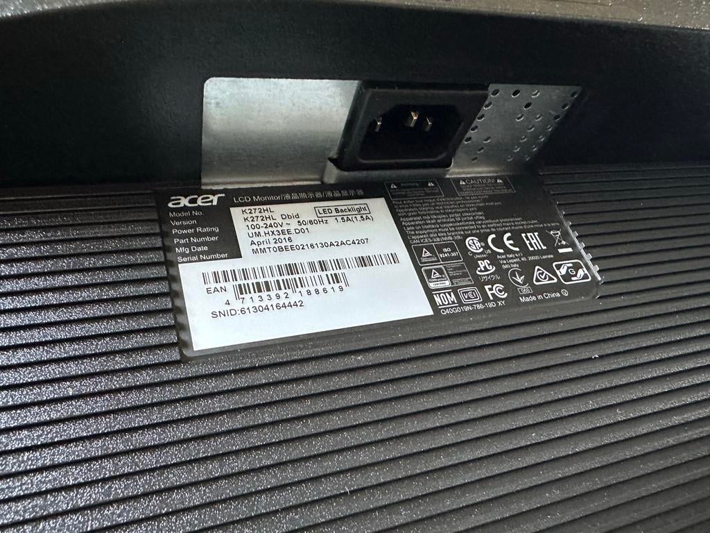 Acer K272HL monitor, Computers en Software, Monitoren, Ophalen, Gebruikt, LED