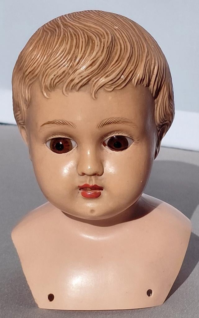 Antieke Celluloid Schildpad Poppen Hoofd Germany Turtle Doll, Antiek en Kunst, Ophalen of Verzenden