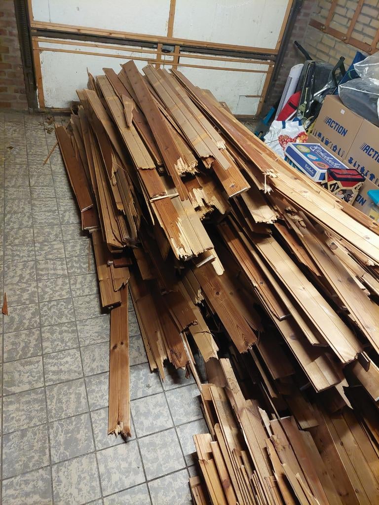 Gratis 70m2 houten schrootjes (schroten), Ophalen, Gebruikt, Minder dan 25 mm, Grenen