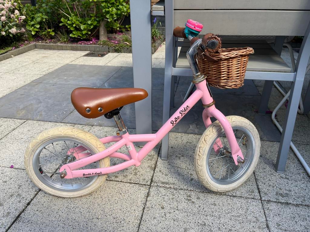 Bandits & Angels Retro Rider Loopfiets Roze met mandje, Ophalen, Gebruikt, Loopfiets