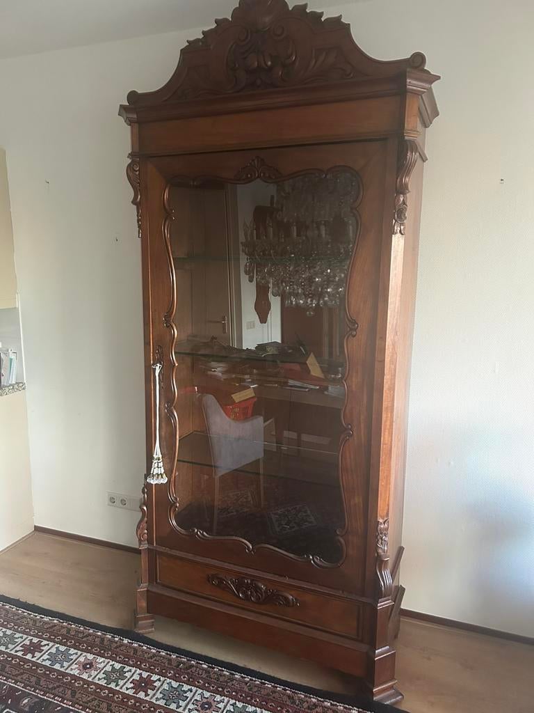 Houten vitrinekast, Ophalen, Gebruikt, 50 tot 100 cm, 150 tot 200 cm