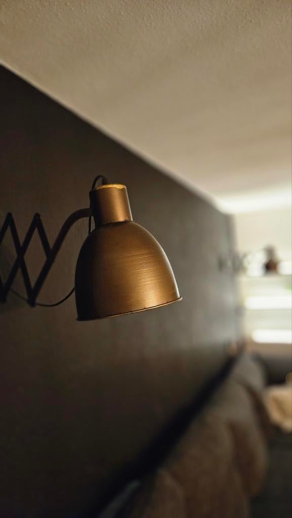 Set van 2 uitschuifbare wandlampen. Industrieel koperkleur, Ophalen, Zo goed als nieuw, Metaal, Koloniaal industrieel