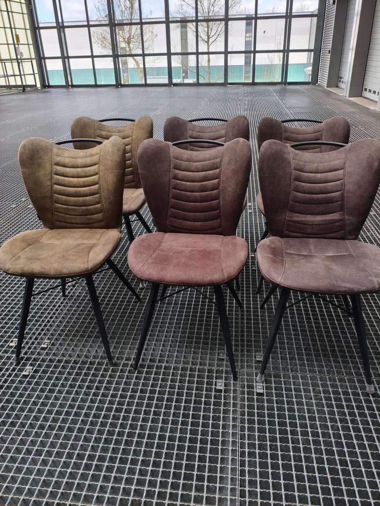 6 MKSOFA eetkamerstoelen, 4 antraciet, 2 groen, Ophalen, Overige kleuren, Overige materialen, Zo goed als nieuw