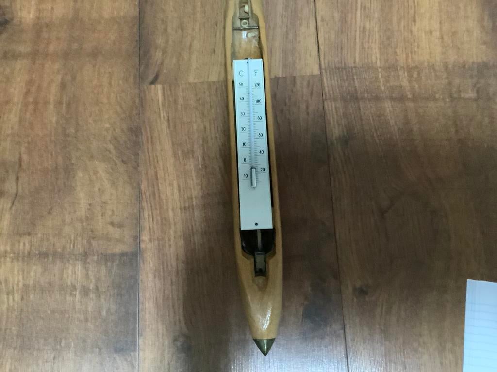 vintage weefspoel thermometer., Ophalen of Verzenden, Gebruikt, Binnenthermometer