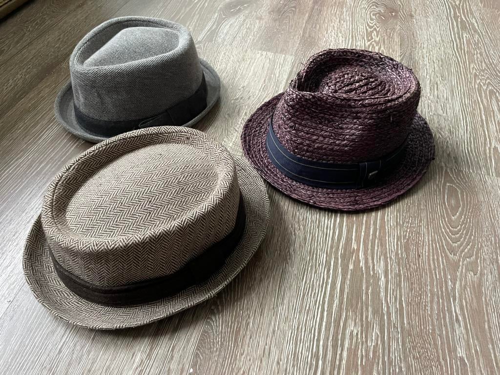 Drie hoeden Medium Brixton, Hawkins, Is, Ophalen of Verzenden, Gedragen, 58 of 59 cm (L, 7¼ of ⅜ inch), Hoed