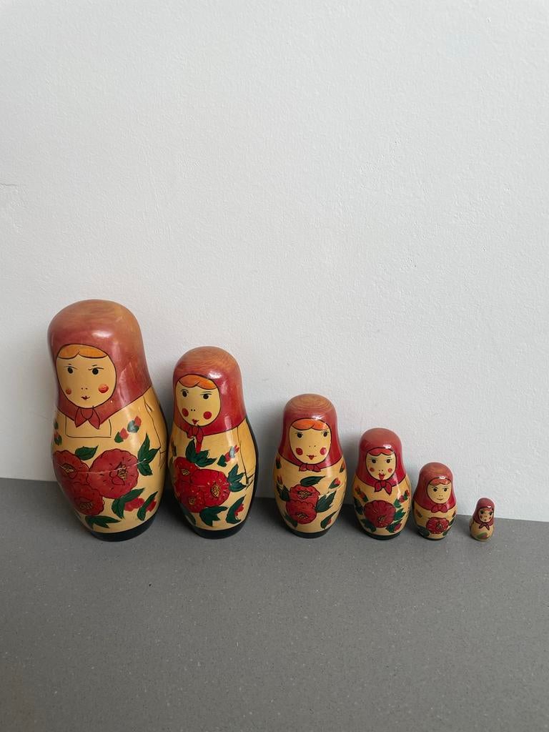 Oude Matroesjka Baboesjka - 6 Delig met Gebruikssporen, Verzamelen, Ophalen of Verzenden, Gebruikt