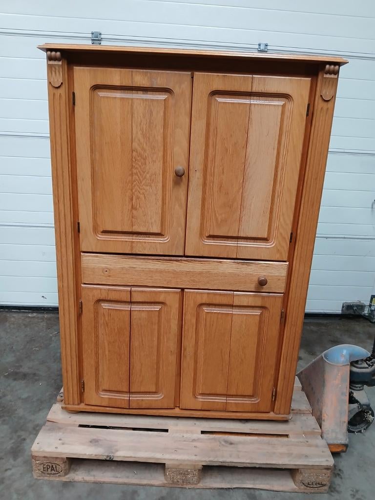 Massief eiken computer kast, Ophalen, 70 tot 120 cm, Zo goed als nieuw, 40 tot 80 cm
