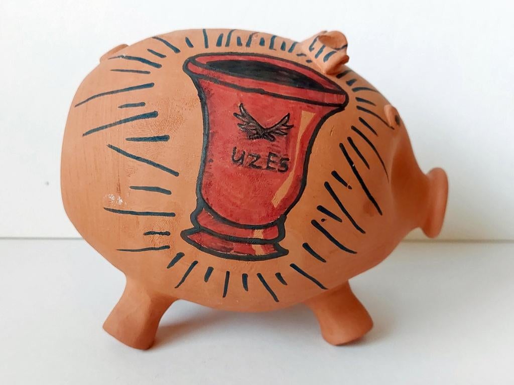 Terracotta spaarvarken, Verzamelen, Spaarpotten, Ophalen of Verzenden, Gebruikt, Steen, Aardewerk of Keramiek, Dier