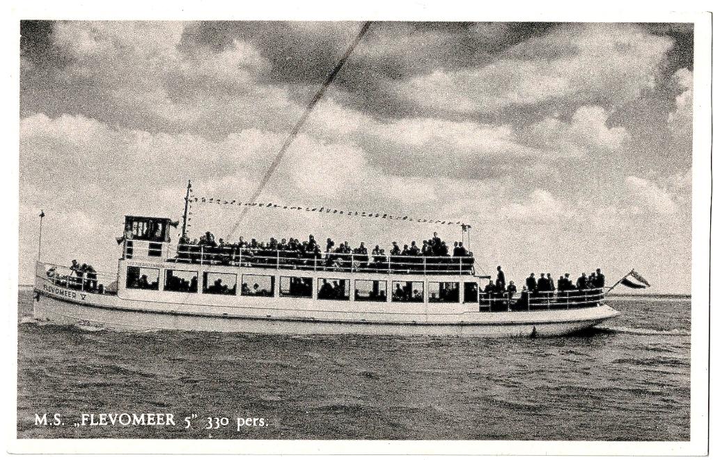 Harderwijk Gld, salonboot MS Flevomeer, ongelopen, Verzenden, 1940 tot 1960, Ongelopen, Gelderland