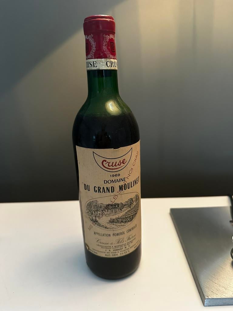Vintage Pomerol 1969 - Domaine du Grand Moulinet -, Verzamelen, Ophalen, Frankrijk, Zo goed als nieuw, Rode wijn