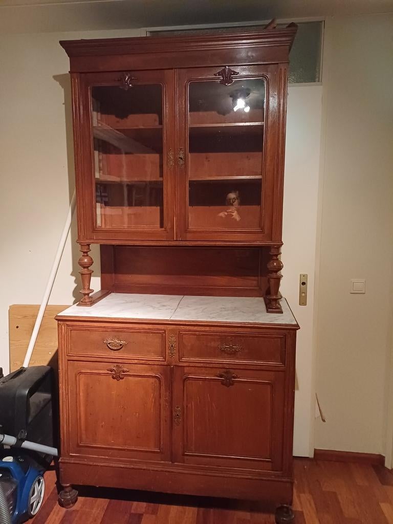 Jachtkast/buffetkast, Huis en Inrichting, Ophalen, Gebruikt, 200 cm of meer, Glas