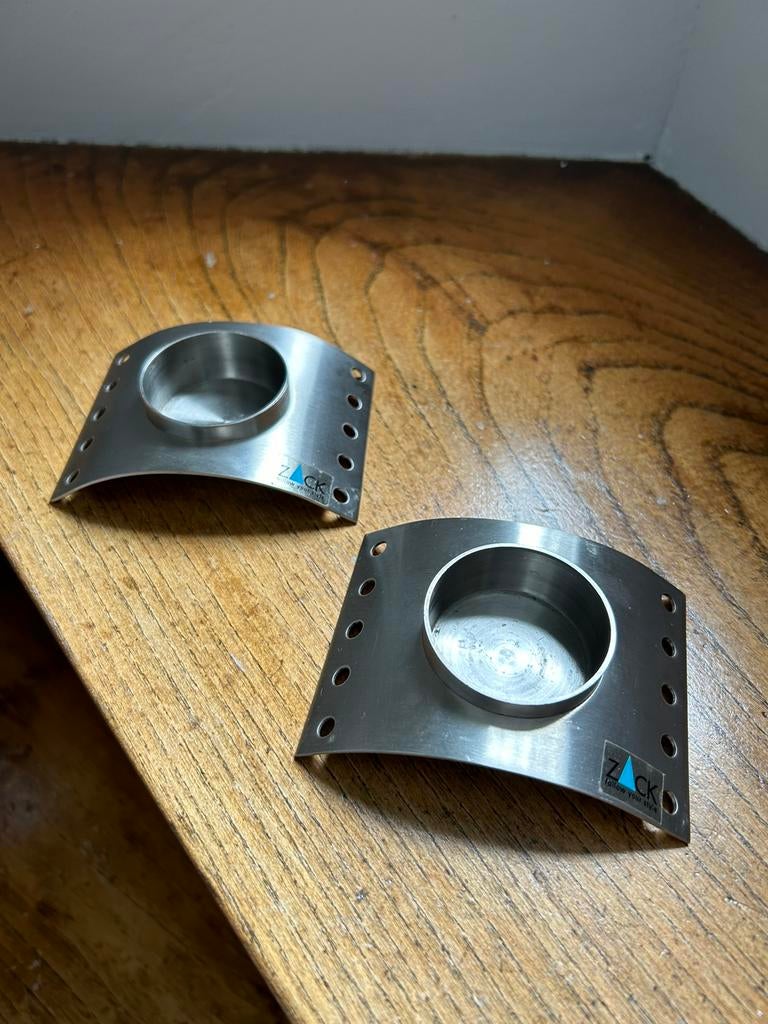2x Theelichthouder RVS Zack, Huis en Inrichting, Woonaccessoires | Kandelaars en Kaarsen, Ophalen of Verzenden, Zo goed als nieuw