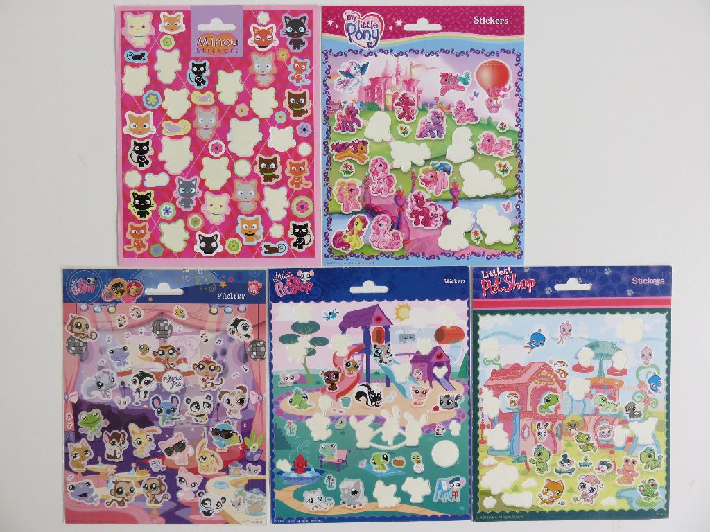 5 vellen Littlest Petshop, My little Pony en Minou stickers, Ophalen of Verzenden, Zo goed als nieuw, Meerdere stickers