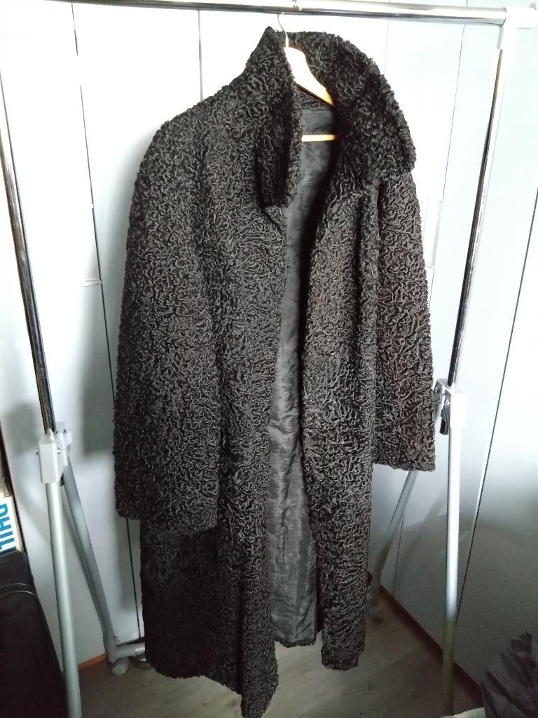 Vintage Karakul bontjas - Bukhara jas - XL, Kleding | Dames, Jassen | Winter, Ophalen, Zwart, Maat 46/48 (XL) of groter, Zo goed als nieuw