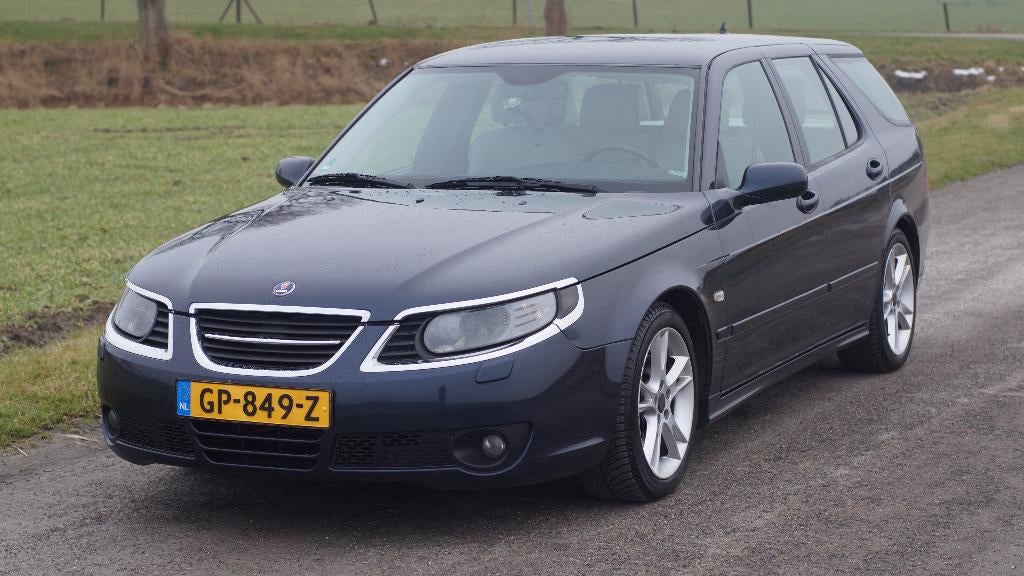 Saab 9-5 2.3 Turbo Aero Estate Automaat 2006, Auto's, Saab, 1800 kg, 4 cilinders, 2290 cc, Blauw