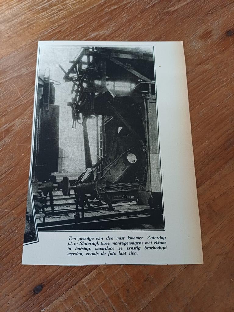 Knipsel boting montagewagens Sloterdijk 1931, Ophalen of Verzenden, 1920 tot 1940, Knipsel(s)