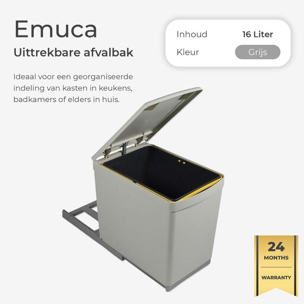 Emuca Inbouw Prullenbak (nr.29), Kunststof, Nieuw, 40 liter of meer, Ophalen of Verzenden