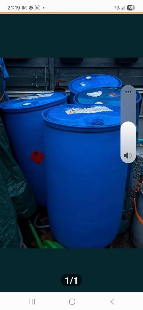 10 stuks kunststof regenton, 200 liter vaten, Drijvers,, 150 liter of meer, Ophalen