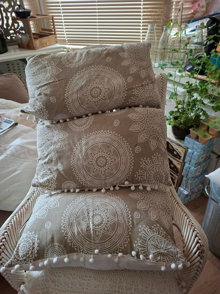 Set van sierkussens met pompons, Tuin en Terras, Ophalen