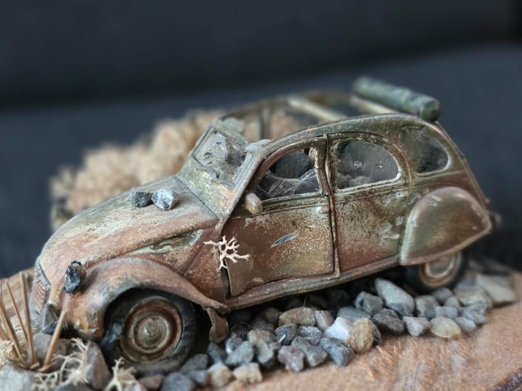 Diorama Citroën 2cv (18 x 15 cm), Ophalen of Verzenden, 1:50 of kleiner, Diorama