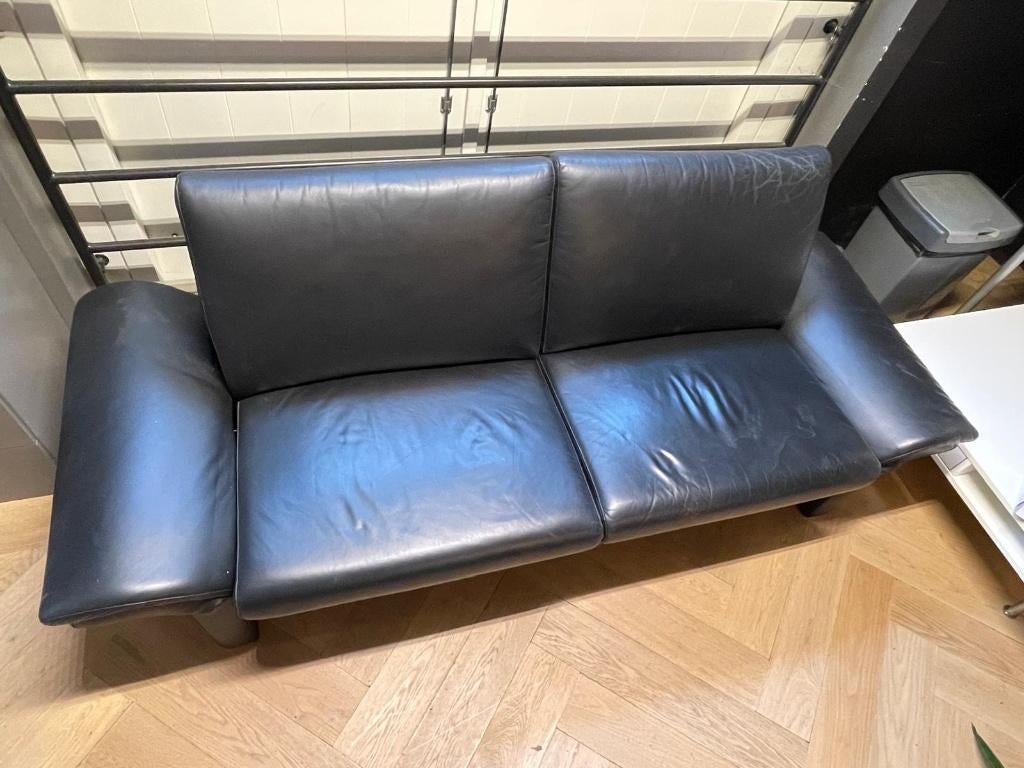 2,5 zits bank leer zwart van Prominent, Ophalen, Gebruikt, 150 tot 200 cm, Driepersoons