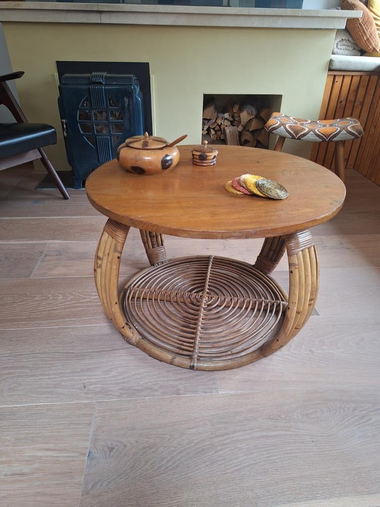 Vintage Bamboe Salontafel, Ophalen, Overige materialen, Gebruikt, 50 tot 100 cm