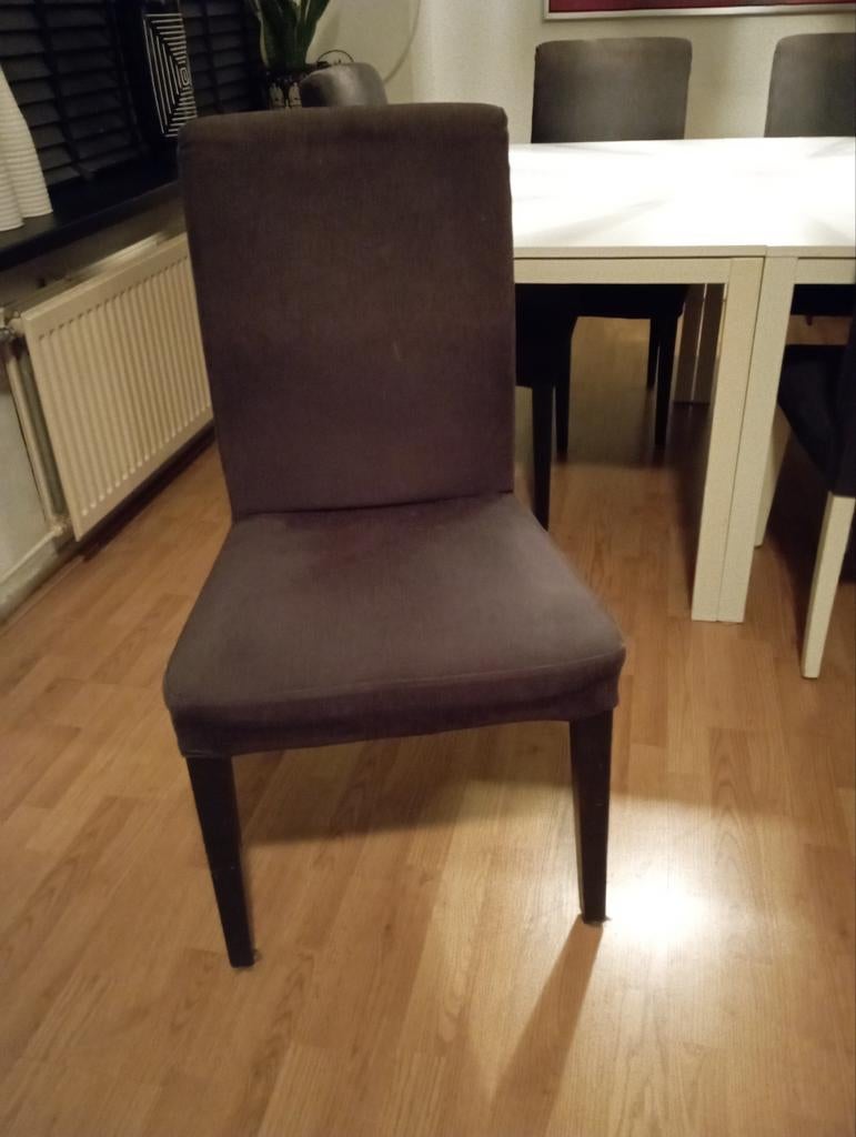 4x Ikea Hendriksdal eetkamerstoel, Ophalen, Gebruikt, Stof, Grijs