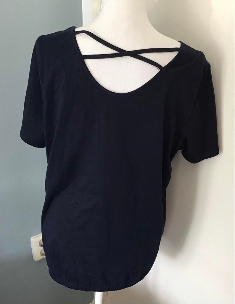 Blauw t-shirt met ananasprint, gekruiste bandjes rug, L, Blauw, Maat 42/44 (L), Ophalen of Verzenden, Zo goed als nieuw