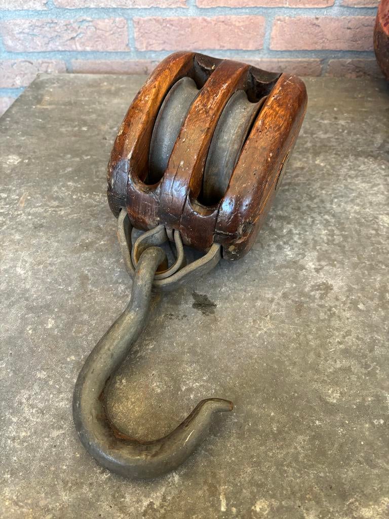 Oude scheepskatrol / scheepsblok - maritiem nautisch, Ophalen of Verzenden