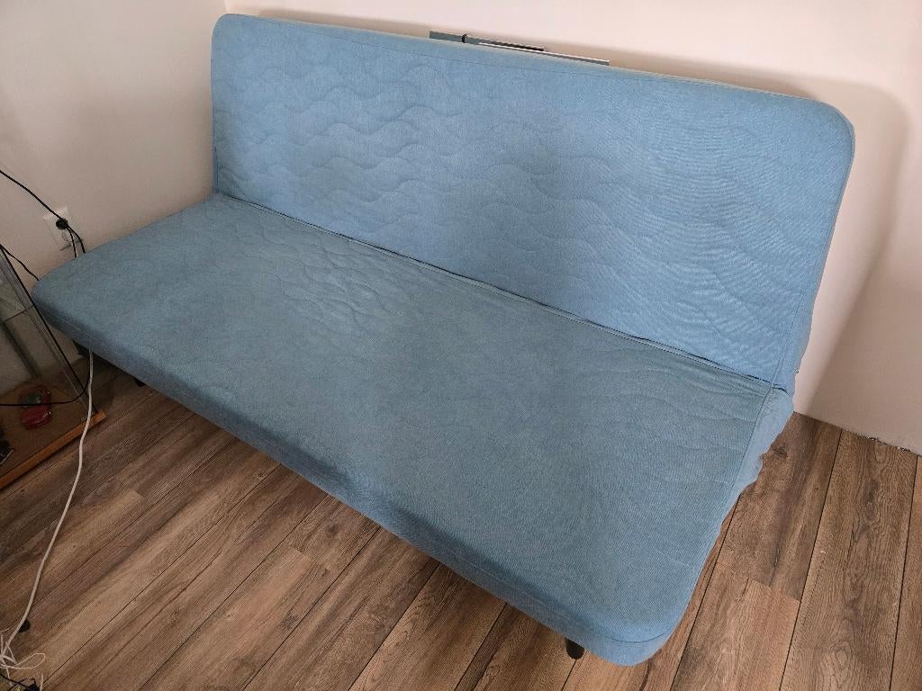 IKEA NYHAMN slaapbank – blauw – goede staat, Ophalen, Gebruikt, Blauw, 140 cm