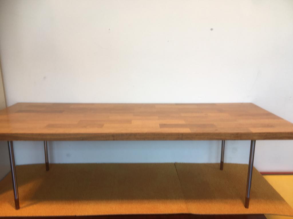 Vintage  design .salontafel.Fristho Massief houten blad., Ophalen, 100 tot 150 cm, Zo goed als nieuw, Rechthoekig