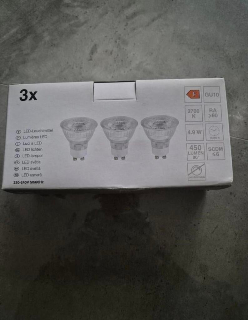 LED GU10 Spots 4.9W 2700K Warm Wit - 3 dooosjes, Led-lamp, Nieuw, Bipin of Steekvoet, Ophalen