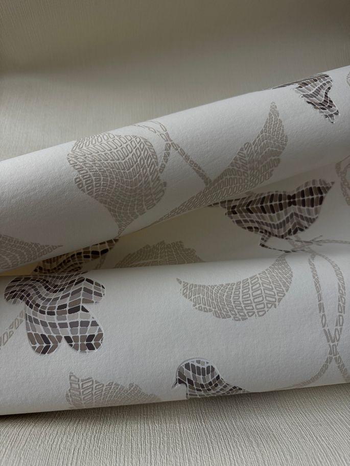 Vogels & Bladeren Behang Taupe – Rasch 721744, Ophalen of Verzenden, Minder dan 10 m², Beige