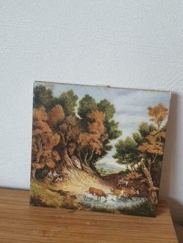 Wand tegel landschap johannes coenraad van hunnik,, Antiek en Kunst, Antiek | Wandborden en Tegels, Ophalen